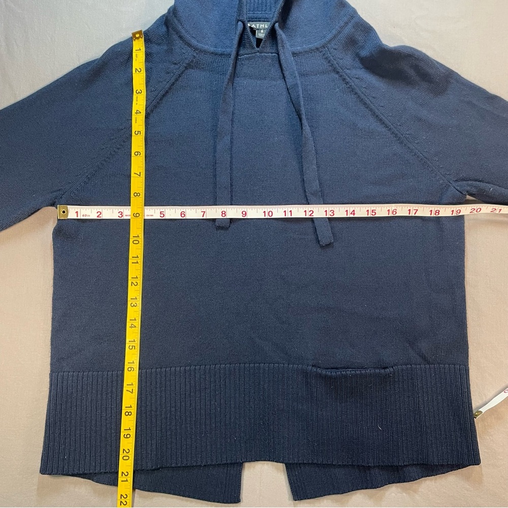 Athleta Verona Knit Merino Wool Blend Hoodie Sweater; Navy - Womens Small - Picture 14 of 16